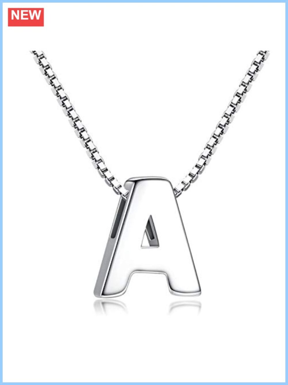 925 Sterling Silver Initial Pendant Necklace A-Z Personalized Gift for Women Men